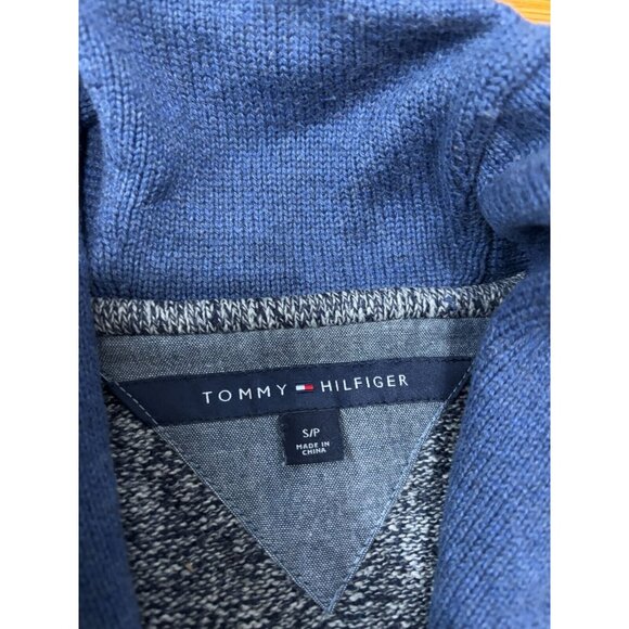 Tommy Hilfiger Men's Cardigan Sweater Size Small Blue Gray Cotton Knit Shawl - Picture 4 of 6
